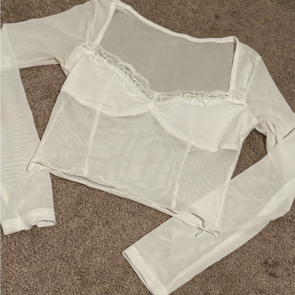 White mesh boutique top